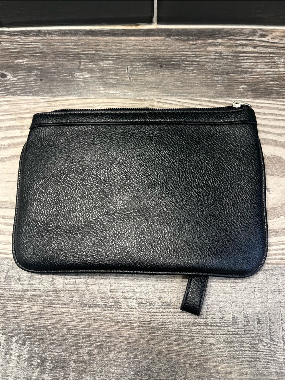 Nine West Black Leather Wristlet Clutch with Logo Plate - Picture 2 of 7